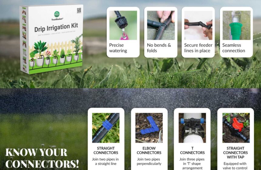 TrustBasket Drip Irrigation Kit – घरगुती बाग आणि ५० झाडांसाठी जलसंधारण